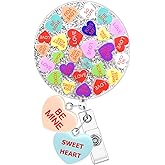 SEEVOR Valentine's Badge Reel Retractable Badge Holder Conversation Heart Badge Reel for Students Nurses Work Teachers Office