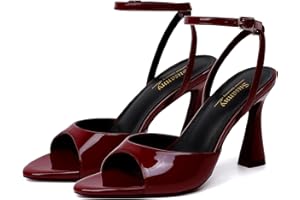 Susanny High Heels for Women Pointed Open Toe Strappy Chunky Block Heels Ankle Strap Stiletto Kitten Heeled Sandals Wedding Bridal Party Prom Sexy Dress Shoes