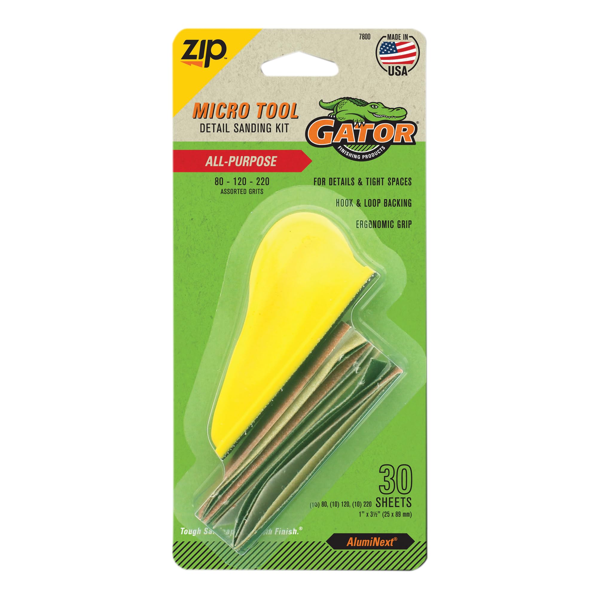 Gator MicroZip Assorted Grits Sanding Set, 3.5 x 1 Inch