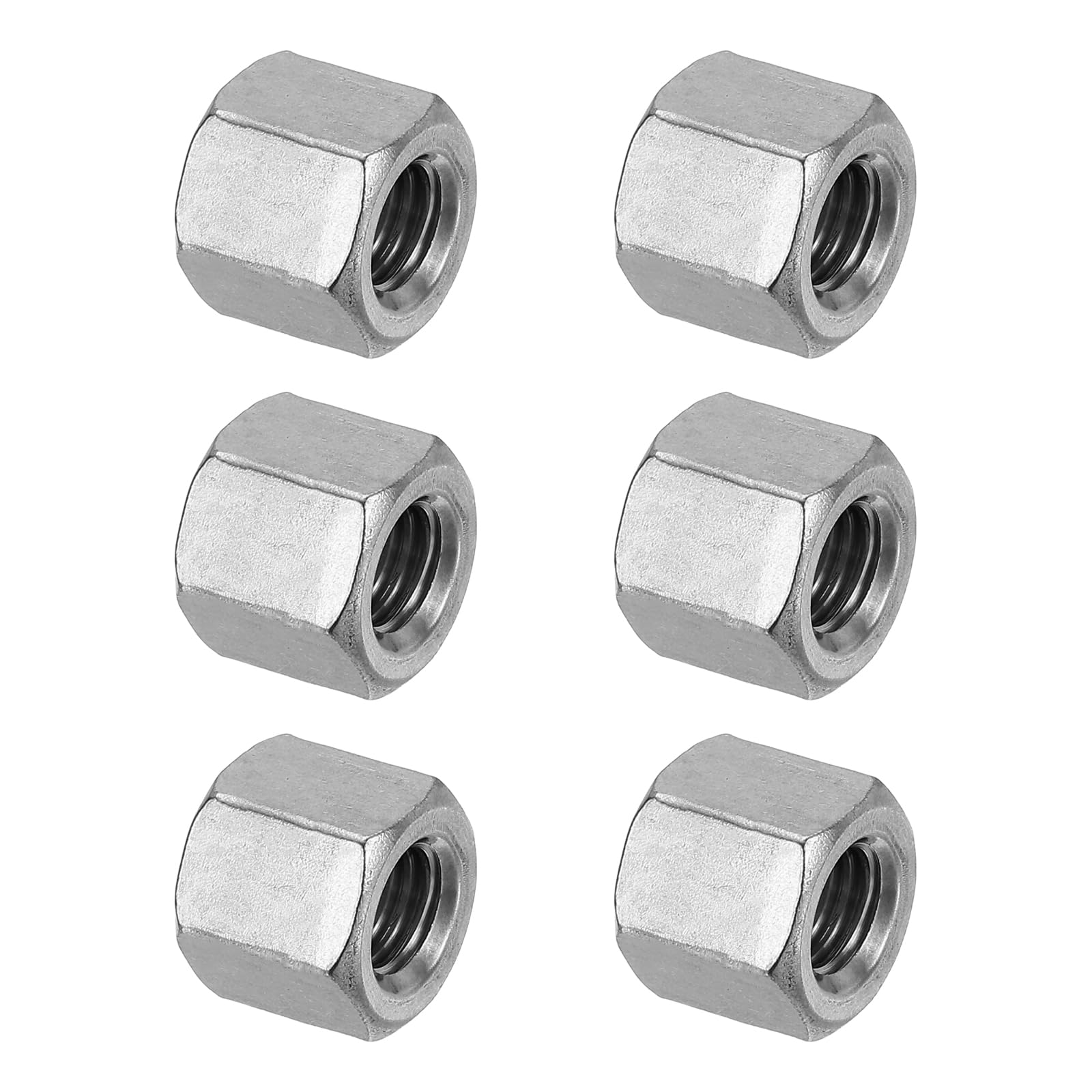 PATIKIL M10 x 1.5-Pitch 304 Stainless Steel Hex Coupling Nuts, 6Pcs 15mm/ 0.6" Length Coarse Fully Threaded Rod Coupling Nut Studding Connector Fasteners, Silver Tone — image 1