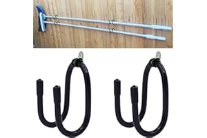 AUXPHOME 2 Pack Pool Pole Hanger/Hook, Pool Cleaning Tool Holder and Organizer for Pool Poles, Skimmers, Leaf Rakes, Nets, Brushes, Hose, use to Hang Pool Accessories on Pool Fence / Wall, is Rust Resistant