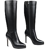 MERUMOTE Knee High Boots for Women Pointed Toe Platform Stiletto Heel Boots High Heel Side Zipper Boots