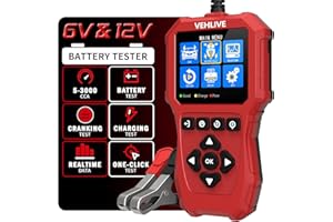 VEHLIVE Car Battery Tester 6V 12V, 5-3000CCA Battery Load Tester, Automotive Alternator Tester Digital Auto Battery Analyzer Charging Cranking System Tester for Car Truck Motorcycle SUV ATV Boat Yacht