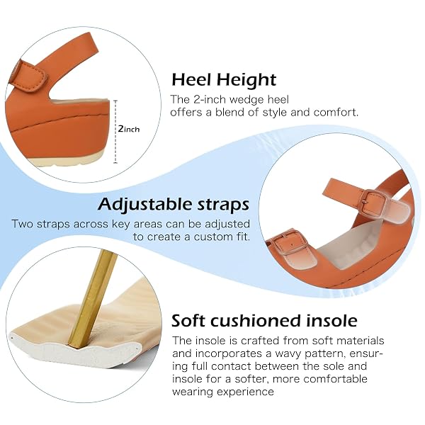 ORTOREX WOMEN ARCH SUPPORT WEDGE SANDALS COMFORTABLE WAKING SANDALS (8.5,BROWN)