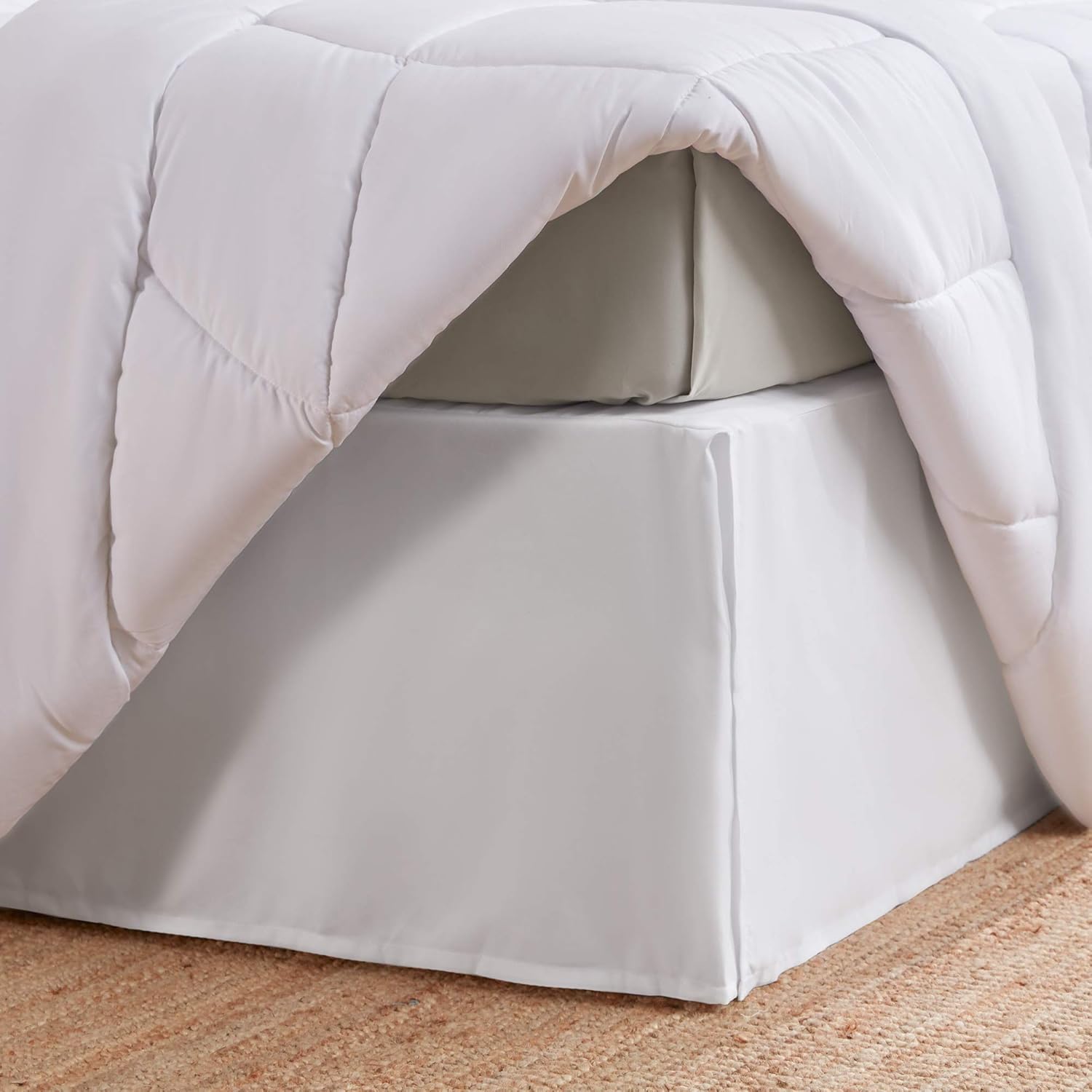SLEEP ZONE Bed Skirt Anti-Static Premium 120gsm Thick Double Brushed Microfiber Hotel Quality Pleated Dust Ruffle Wrap Around 15 inch Talored Drop Shrink and Fade Resistant (Queen, White): Kitchen & Dining