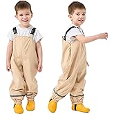 Fewlby Kids Rain Bib Pants, Toddlers Waterproof Suspender Dirty Proof Rain Wear for Boys and Girls