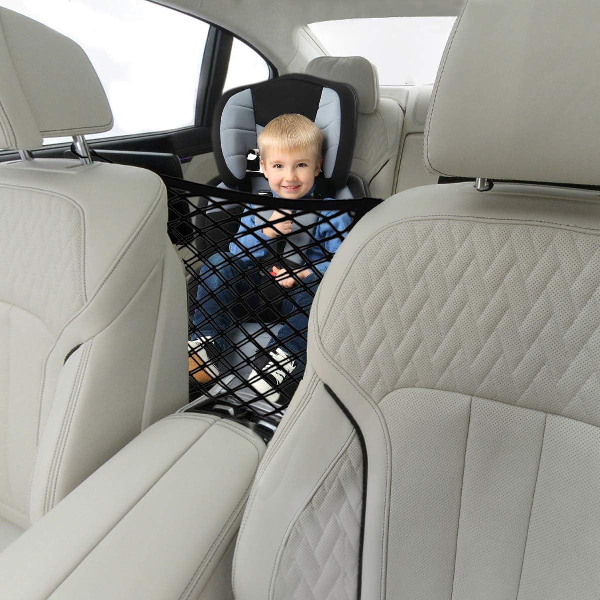 FCILY Car Dog Barrier, Pet Barrier Dog Net for Car Between Seats, 3 Layers Back Seat Net Organizer, Backseat Mesh Bag for Cars, SUVs, Trucks, Drive Safely with Children & Pets : Pet Supplies