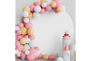 Putros 6.6FT Round Arch Cover White Circle Arch Cover Spandex Fitted Round Balloon Arch Cover for Wedding Birthday Party Decoration