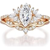 LAZLUVU Vintage Marquise Engagement Ring Set for Women Bridal Stacking Rings Anniversary Jewelry
