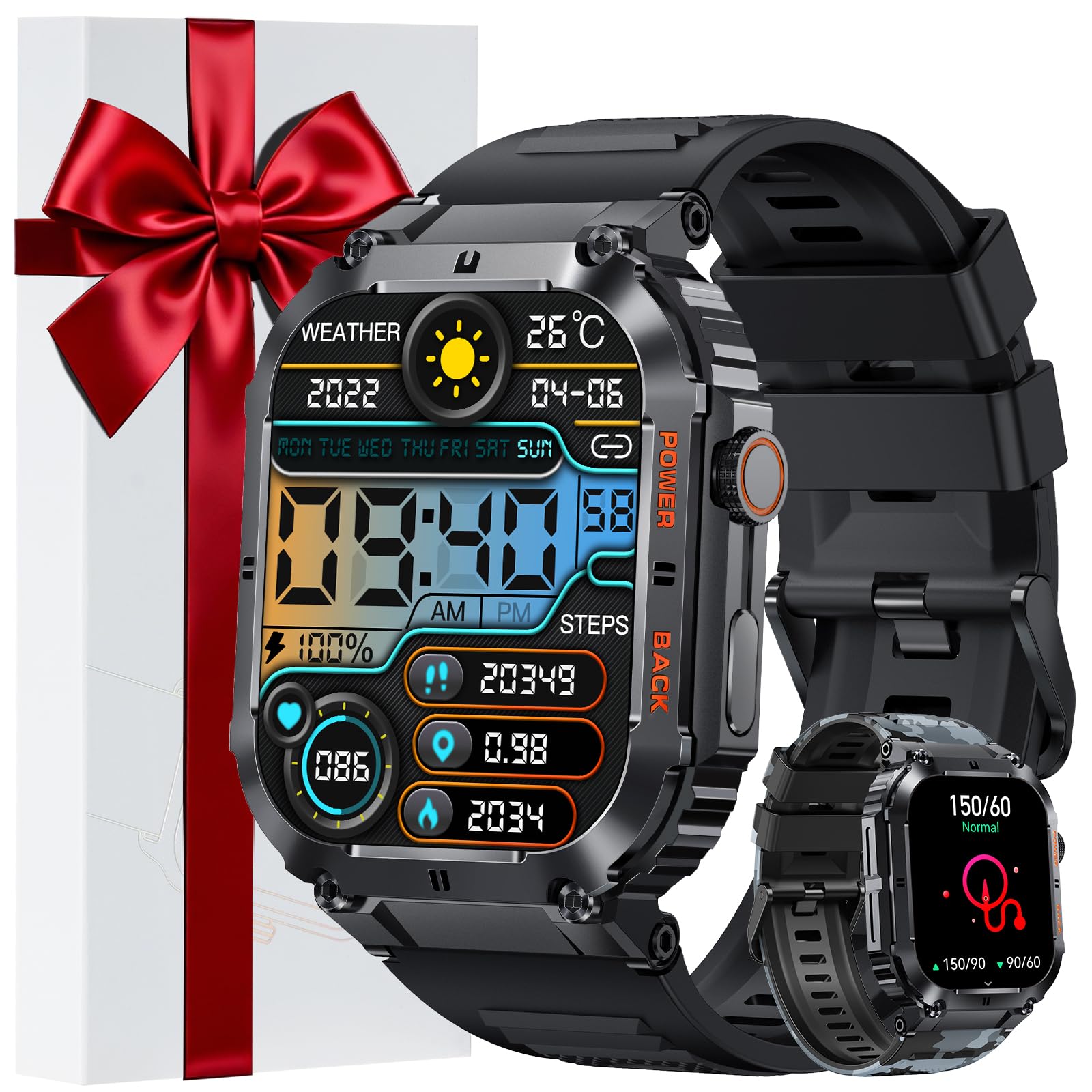 MEGALITH Smart Watch Men Tracker: Sports Waterproof Smartwatch with Phone Function - Fitness 1.96 Inch IPS Touch Screen Compatible Android iOS