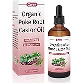 Poke Root Castor Oil Organic - 3.4 Fl Oz - Lymphatic Support Massage Liquid, Supports Boils, Fibroids, Cysts, Swollen Lymph Nodes, Breast & Joint Health, Natural Deep Tissue Relief Drops