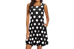 MOSKILL Summer Dresses for Women 2025 Casual Sundresses Beach Cover Ups Sleeveless Tshirt Swing Dress with Pockets