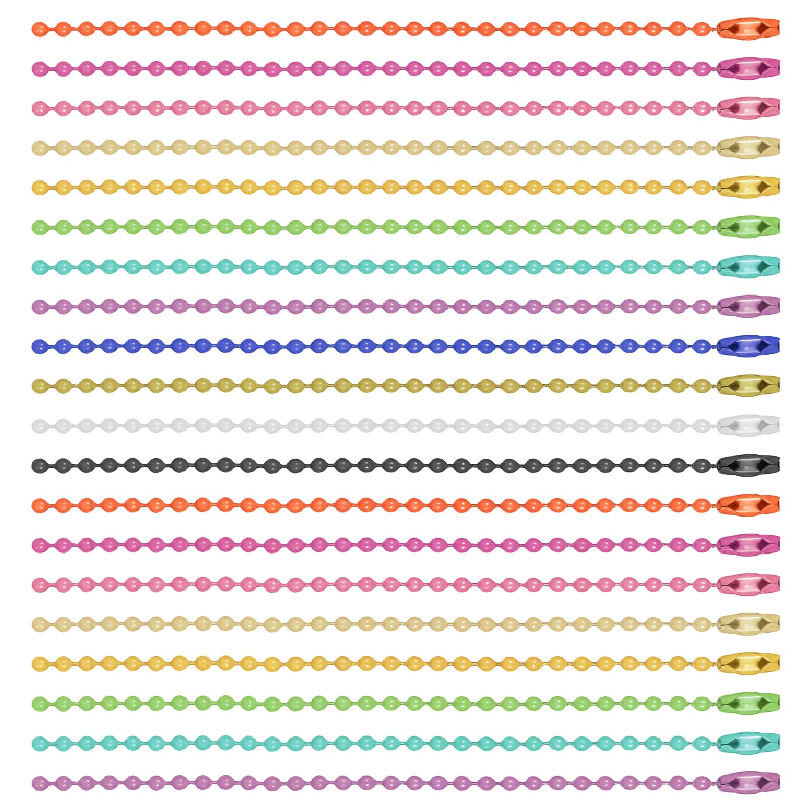Photo 1 of 100PCS Ball Beads Chain, Colored Bead Keychain Metal Hanging Chains Necklace Connector for Dog Tag Making DIY Craft Jewelry Ball Bead Keychain (Mixed Color)