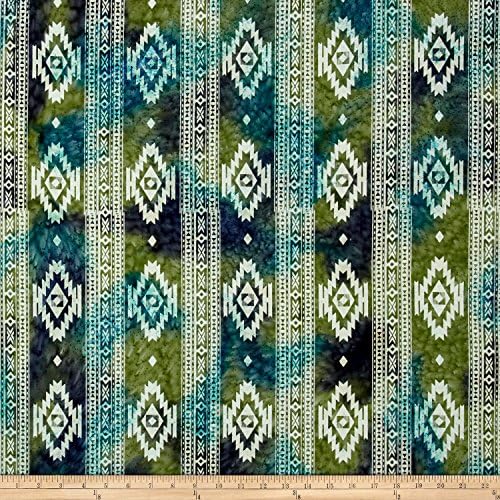 Textile Creations Batik Navajo Stripe Olive/Purple Fabric By The Yard