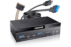 HIMARS 5.25" Front Panel USB 3.2 Gen 2 Hub - 2X 10G USB-C, 2X 10G USB-A, 1x USB 3.0 Type-A, Audio & Mic Jack Micro SD and SD 
