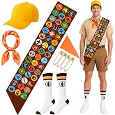Zenoble 5 Pcs Scout Costume Set for Men Women Adventure Explorer Costume | Socks Scarf Bowtie Cosplay Outfit Accessories Scout Uniform for Halloween Role Play Party Dress Up