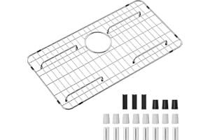 FRSMVATI Stainless Steel Sink Grid and Protectors for Bottom of Kitchen Sink, 26" X 14 1/16" Sink Bottom Grid with Rear Drain for Single Sink Bowl (26" X 14 1/16")