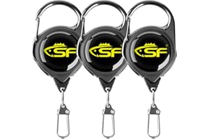 SF 3PCS Fly Fishing Zinger Retractor Fly Fishing Anglers Tool Gear Combo Steel Cord, Black