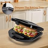 Aigostar Deep Fill Toastie Maker Panini Press 750W Non-Stick Plates Black view 3