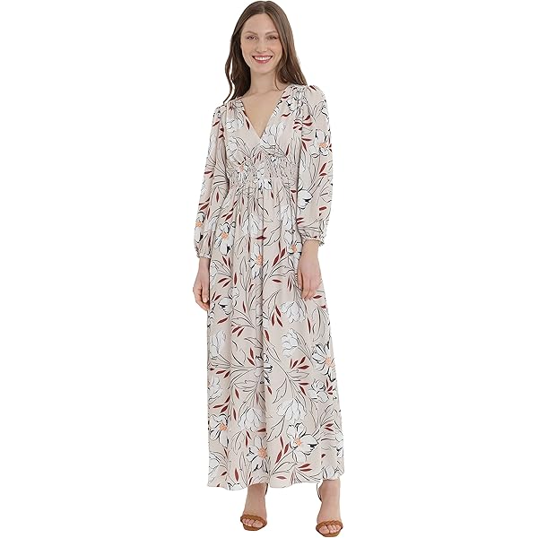 MSK Womens Floral Print Smocked Maxi Dress Purple M at Amazon Women's  Clothing store