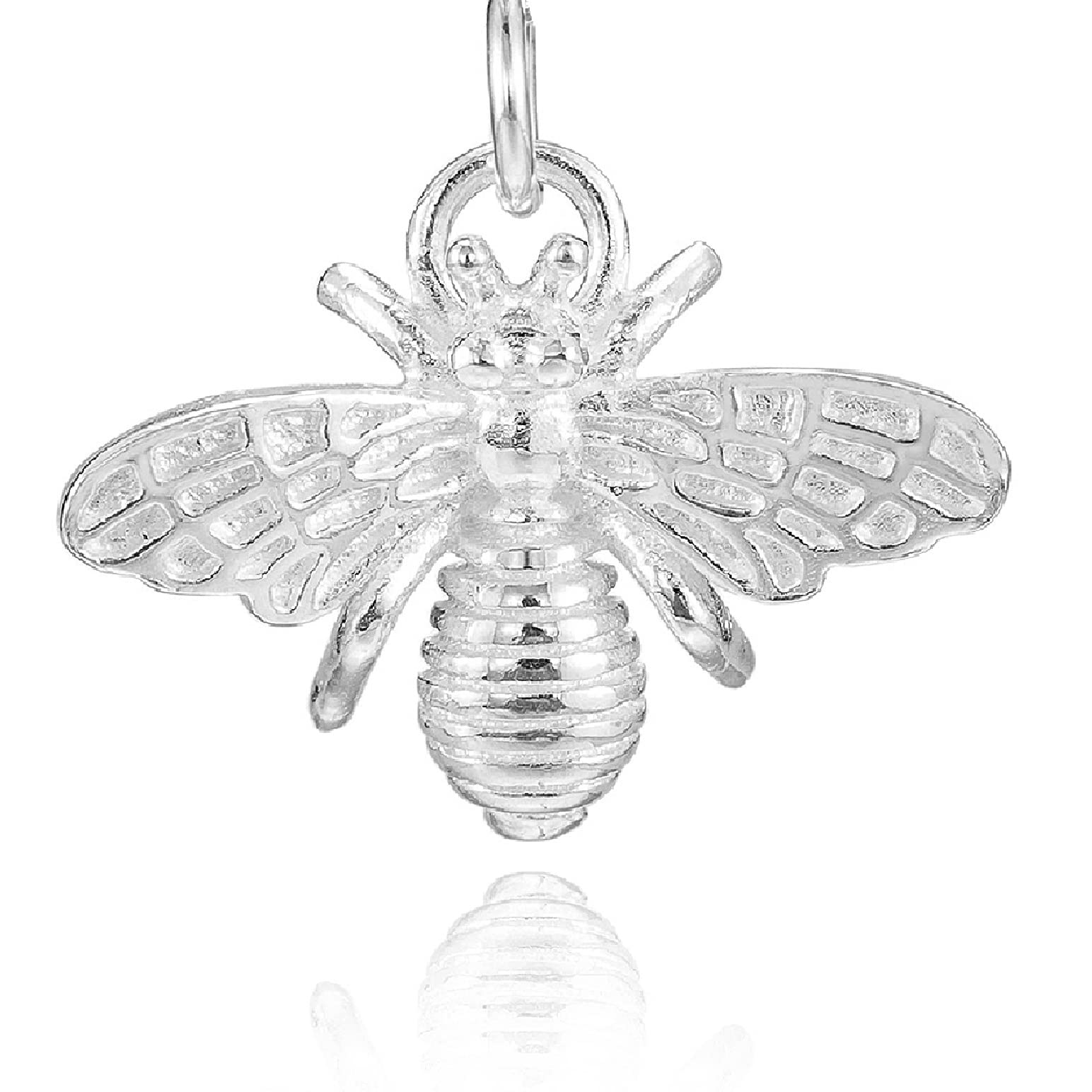 925 Sterling Silver Honey Bee Charm, Shiny Small Bee Pendant for Bracelet Necklace