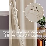 DWCN Beige Blackout Curtains with Tiebacks 52x54 Set of 2 Panels view 2