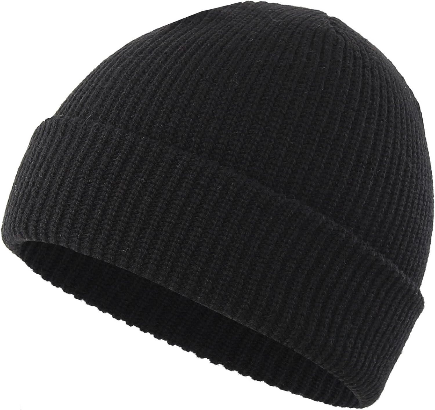 Connectyle Classic Men 's Warm Winter Hats Thick Knit Cuff Beanie Cap Daily Beanie Hat Black , 55 60cm: Clothing