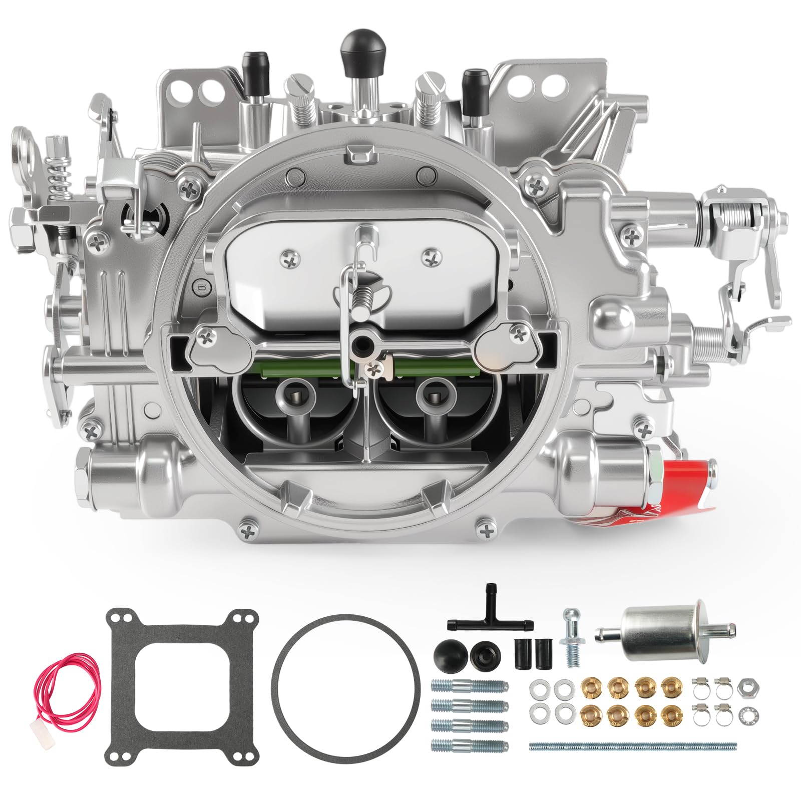 Photo 1 of 1404 Carburetor Performer 500 CFM 4 Barrel Square Bore Air Valve Secondary Manual Choke Replacement For Chevy 305 Engine