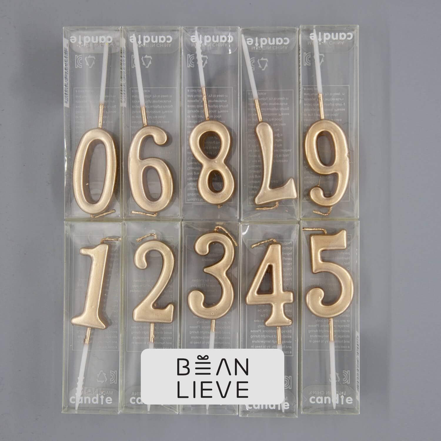 Beanlieve 10-Pieces Numeral Birthday Candles - Cake Numeric Candles Number 0 1 2 3 4 5 6 7 8 9,Used for Cake Decoration on Birthday Parties and Wedding Anniversary Celebrations(Champagne Gold): Home Improvement