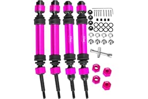 RCMYou RC Drive Shaft CVD Axles Upgrades Part for 1/10 Slash VXL 4X4,Rustler VXL 4X4,Stampede VXL 4X4,#45 Steel Front Rear Driveshaft with Hex,Pink