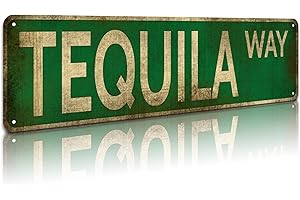 KooLL Street Sign Tequila Way Street Vintage Rustic Retro Wall Decor Funny Metal Tin Sign 4" by 16"
