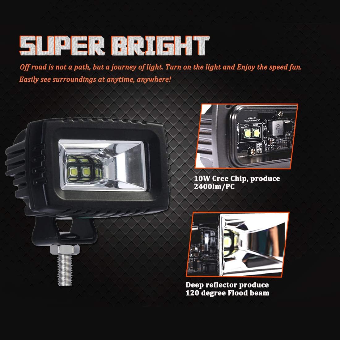 Samlight Led Pod Lights 2Pcs 2 8 Inch 20W Flood Cree Led Light Bar Off