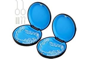 HEMILAB 2 Pack Retainer Case, Compatible with Invisalign, Cute Orthodontic Slim Aligner Case with Removal Tool and Brush, Black