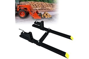 SULYTHW Upgraded 58.86" Clamp on Pallet Forks, 2000lbs Tractor Bucket Forks with Adjustable Stabilizer Bar 18” to 34” W Heavy Duty Pallet Forks for Tractor Loader Bucket or Skid Steer Kubota Tractor