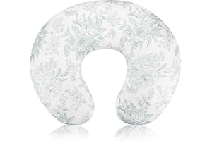 DAYEEBALL Nursing Pillow Cover, Removable Nursing Covers for Breastfeeding Pillows, Stretchy and Soft Fit for Baby Girls Boys Newborn, Green Flower (Only Cover)
