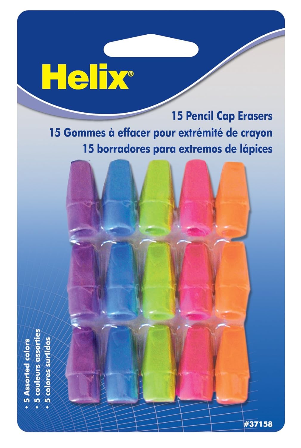 Maped Helix Usa Pencil Cap Erasers1, Acrylic, Multicoloured, 0.45 x 3.4