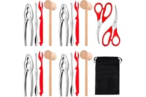19-Piece Stainless Steel Crab & Lobster Tool Set - Professional Shellfish Crackers with Mallets, Forks, Scissors & Storage Po