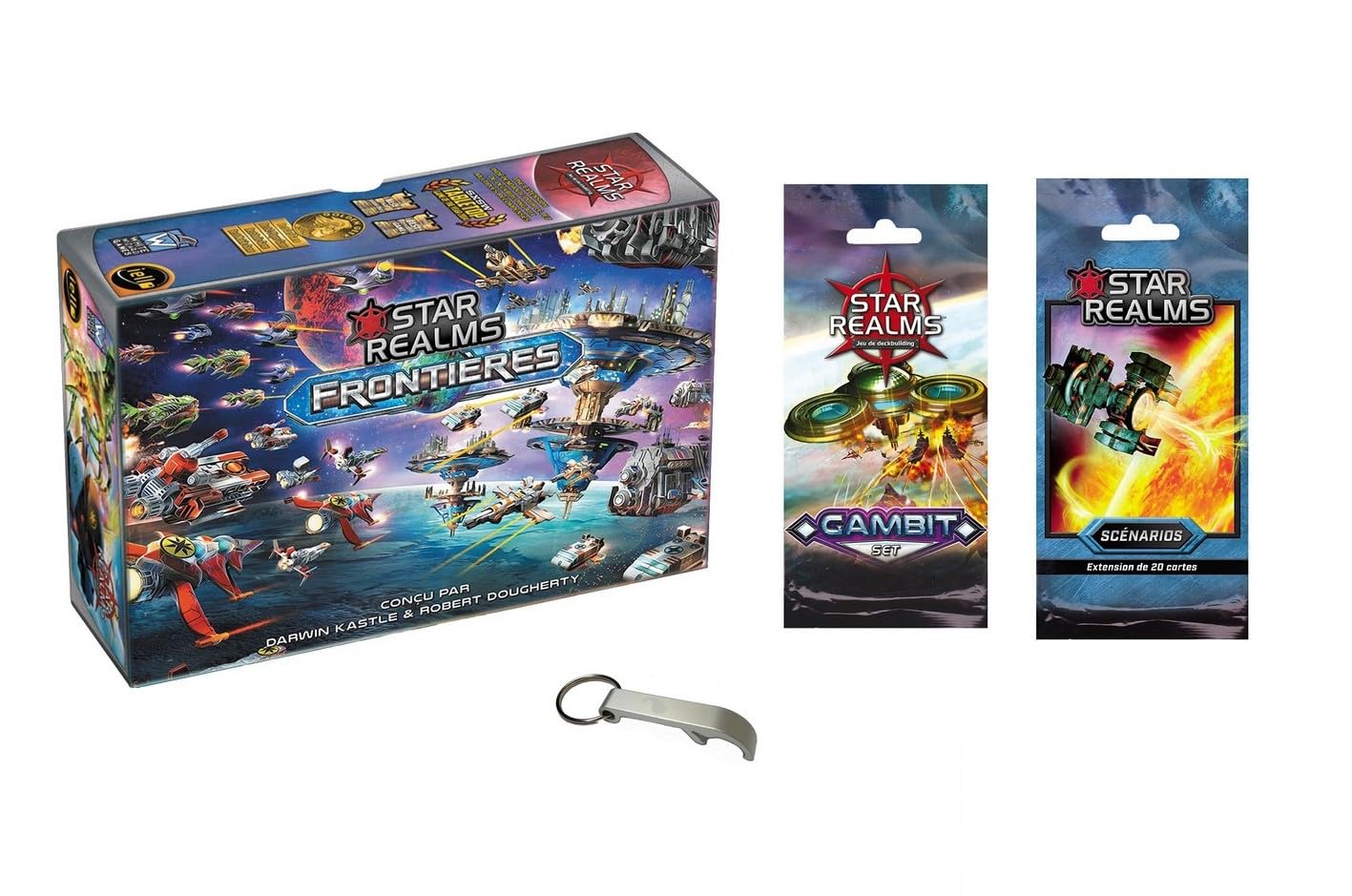 Star Realms Set French Version Borders + Gambit Set + Scenario + 1 Blumie Bottle Opener (Frontiers + Scenario + Gambit)