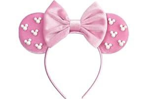 bianbaistar Pink Glitter Mouse Ears Headband,Princess Accessory for Valentine’s and Special Occasions