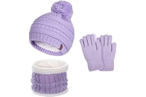 FENELY Kids Winter Beanie Hat Scarf Gloves Set with Fleece Lining for 1-5-10 Years Old Girls Boys Toddler