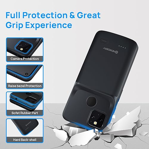 NEWDERY Battery Case for Google Pixel 4a 5G, 4700mAh Slim Portable