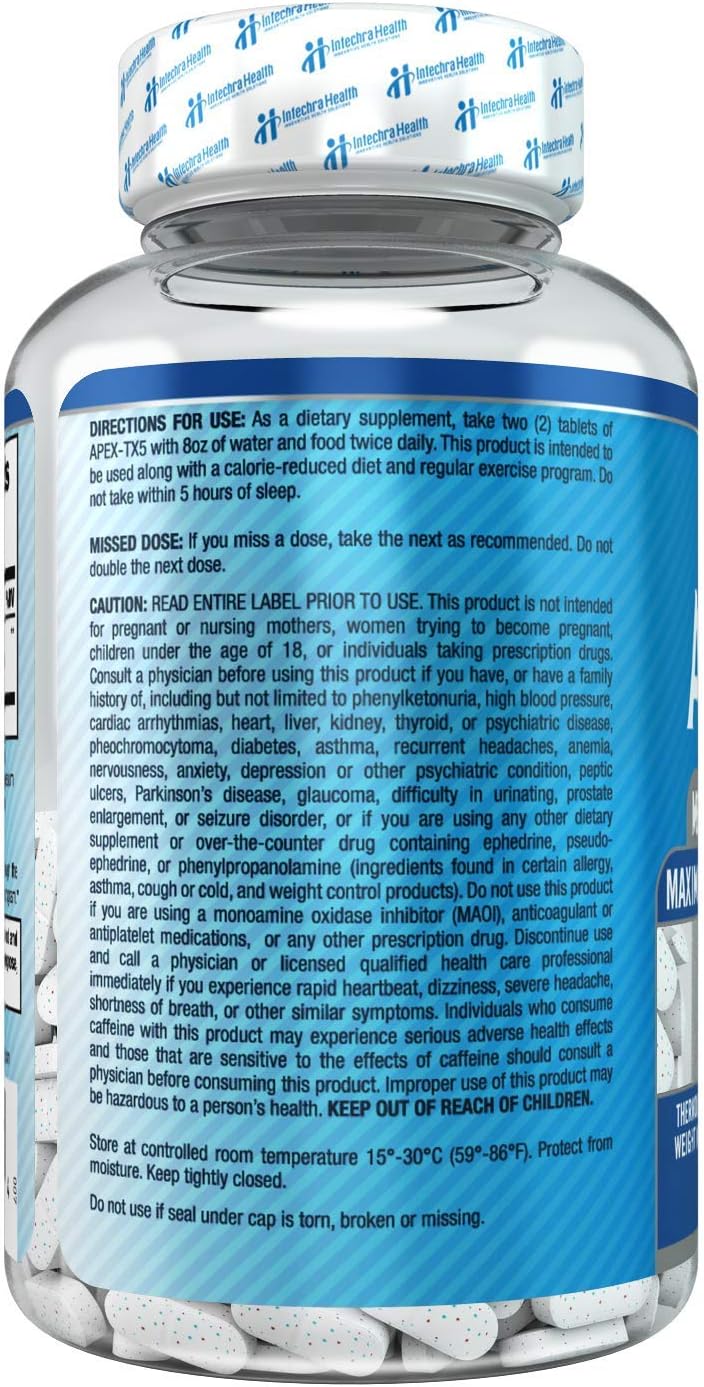 APEX-TX5 Weight Management Dietary Supplement 120 White Blue Red Speck Tablets Made in the USA Highest Professional Quality: Health & Personal Care