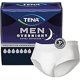 TENA Men Overnight Extra Coverage Underwear for bladder control, Masculine, Discreet, L/XL, 48 Count (Waist size 44in-64in)