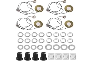 OPZOUR 4 Packs 50mm Piezo Pickup Transducer Prewired Amplifier with 6.35mm Output Jack for Acoustic Guitars, Ukuleles, and Cigar Box Guitars
