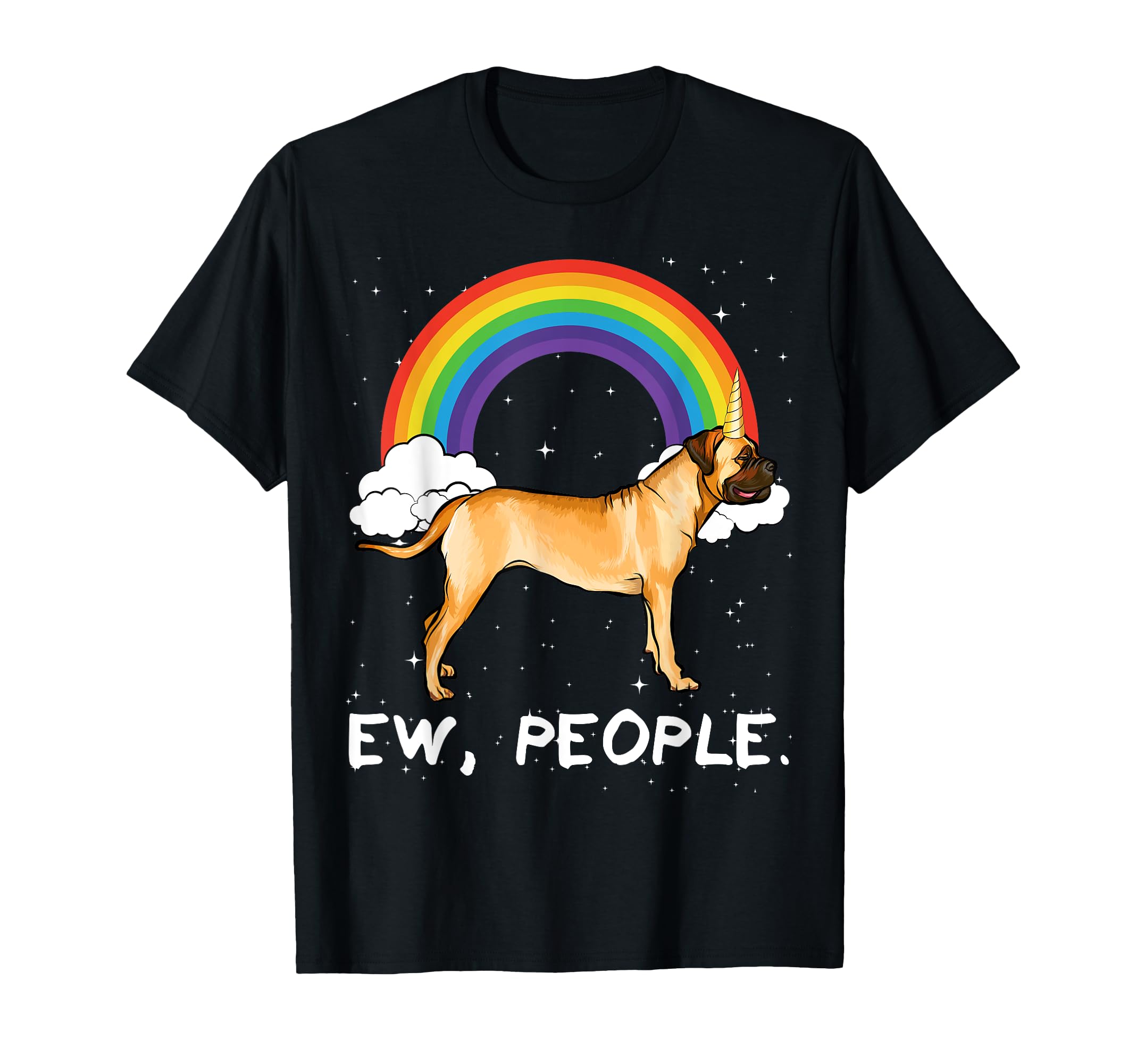 Rainbow Bullmastiff Ew People Unicorn Dog T-Shirt