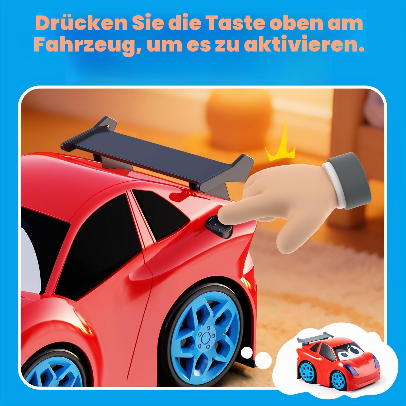 AEROQUEST Ferngesteuertes Auto ab 2 3 Jahre,Das erste RC Cartoon Auto mit Lichtern und Geräuschen Kleinkinder Spielzeug für Junge ab 2 3 Jahren Geburtstags Halloween Weihnachts Neujahr Geschenk 8