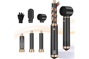 TRYLATER Blow Dryer Brush 5 in 1, Negative Ion Hair Dryer Brush Set Air Styler Curling Wrap Air Curler, Upgrade Hot Air Brush Curling Iron Hair Styling Tools As A Gift for Straight/Curl/Drying/Smoothing