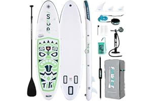 FunWater Inflatable Stand Up Paddle Board with Premium SUP Paddleboard Accessories, Wide Stable Anti-Slip EVA Deck, Paddle Boards for Adults & Youth of All Skill Levels