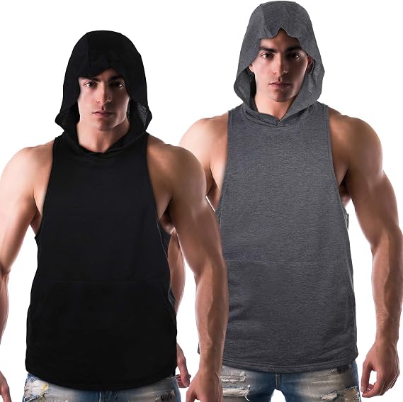 Amazon Geyoga メンズ ワークアウトフード付きタンクトップ ノースリーブ ジムパーカー 筋肉ボディビルディング Tシャツ S マルチカラー タンクトップ 通販