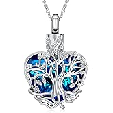 shajwo Heart Urn Ashes Necklace for Women Tree of Life Cremation Crystals Ash Pendant Loved One Memorial Jewelry